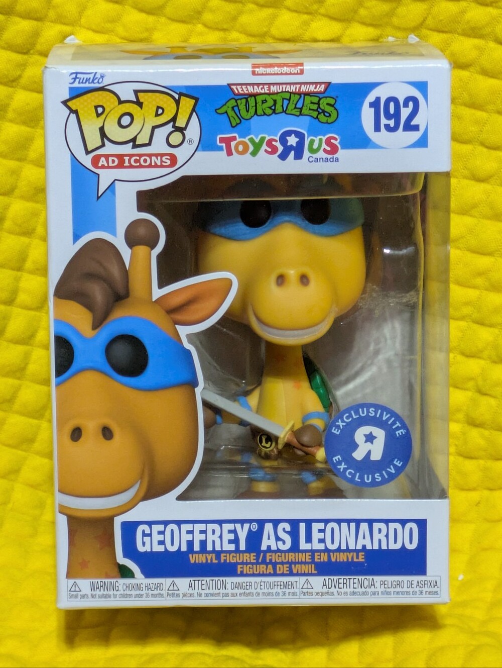 TMNT FUNKO POP #192🔥GEOFFREY The Giraffe As LEONARDO👉TOYS R Us Exclusive | NIB